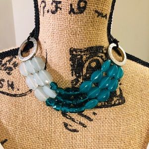 Jewelry - 16” Turquoise, silver, and brown necklace Jewelry - 16” Turquoise, silver, and brown necklace